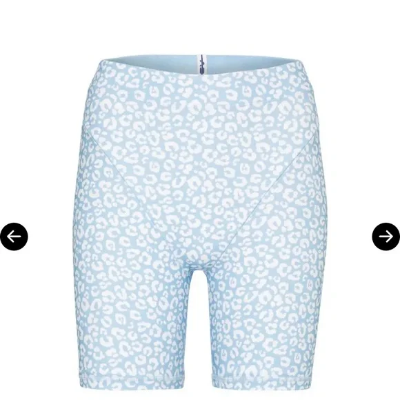 Adam Selman Sport Blue Leopard Print Shorts French cut high rise size medium - Picture 4 of 14